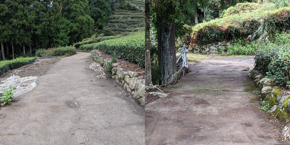 土砂を撤去した道