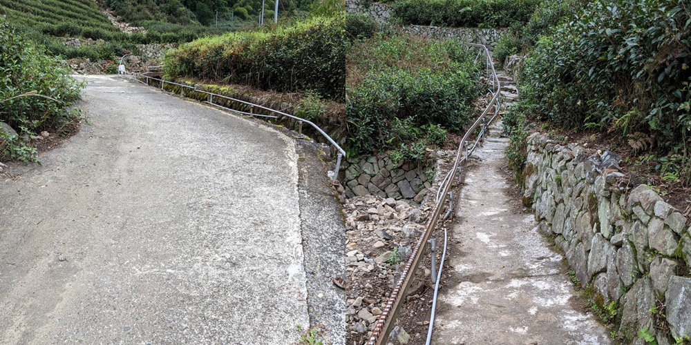 土砂を撤去した道